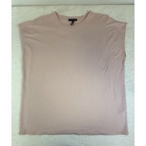Eileen Fisher Tencel Jersey Boxy Round‎ Neck Top Pink Medium FTJ Lagenlook